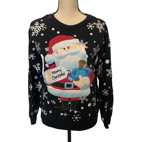 RUDOLPH THE RED NOSED REINDEER SANTA CHRISTMAS HOLIDAY SWEATSHIRT SNOWFLAKES S - Picture 1 of 10
